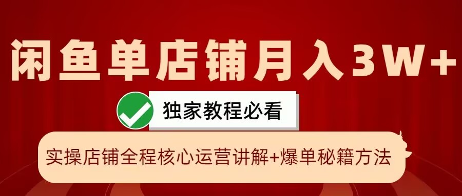 闲鱼单店铺月入3W+实操展示，爆单核心秘籍，一学就会【揭秘】-夜之北揭秘-每天学习网络推广知识